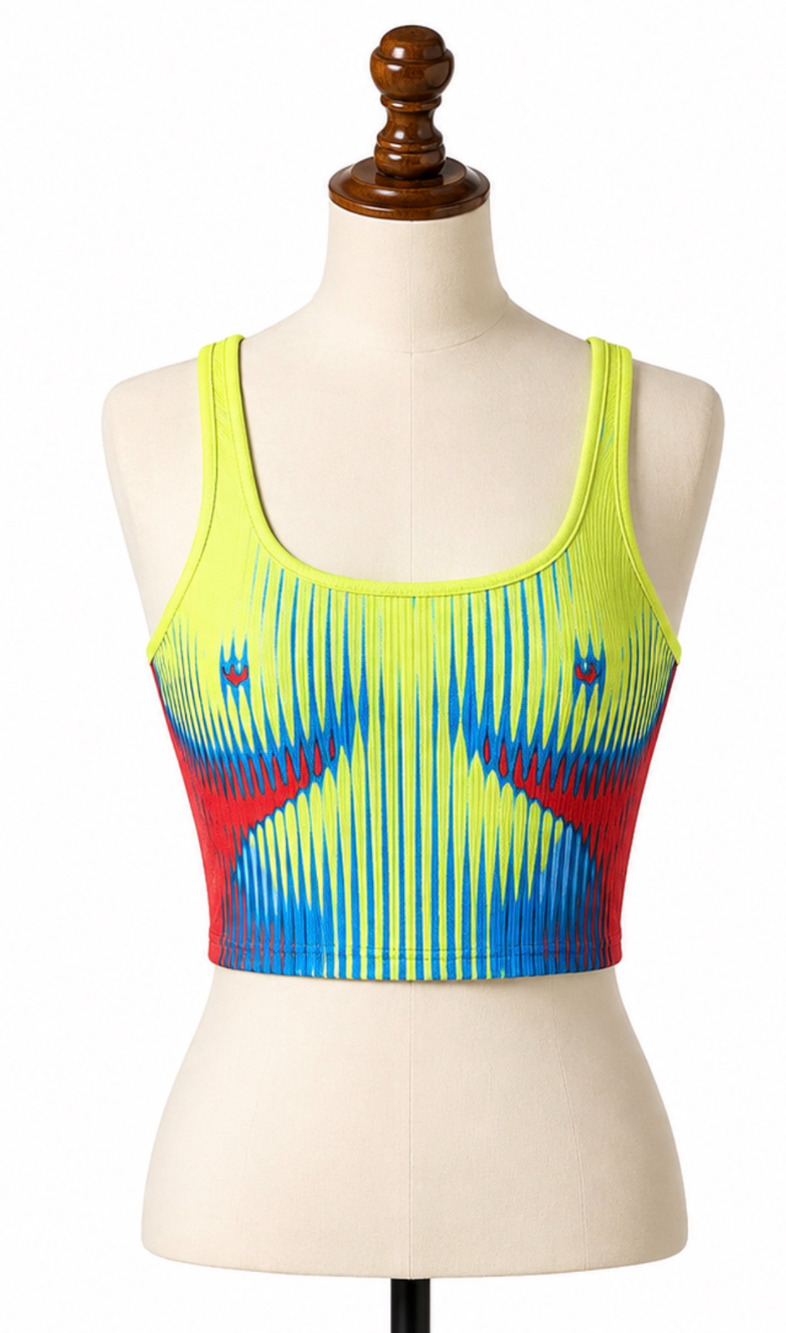 Jean Paul Gaultier Style Body Morph Optical Illusion Crop Tank Top NEW MEDIUM